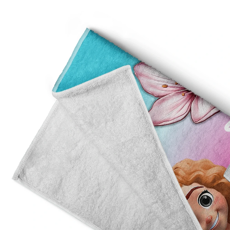 Gift For Women, Gift For Bestie, Happy - Summer Birth Flower Gradient Aura Colorful Angel Glow - Personalized Beach Towel