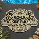 Top Market, Playful, Family, Summer, Poolside, Outdoor Decor, Icon - Summer Family Welcome To Our Poolside Paradise - Personalized Custom Shaped Doormat