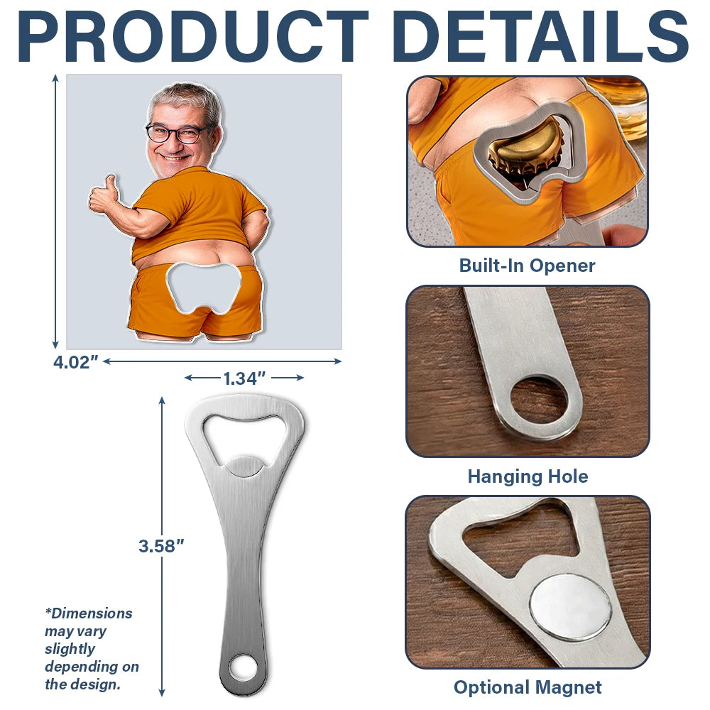 Humorous,Gift For Men,Custom Photo,Gift For Yourself,Cut-Face Photo - Custom Photo Summer Man Funny Face Cut - Personalized Custom Shaped Bottle Opener