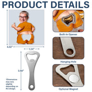 Humorous,Gift For Men,Custom Photo,Gift For Yourself,Cut-Face Photo - Custom Photo Summer Man Funny Face Cut - Personalized Custom Shaped Bottle Opener