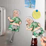 Humorous,Gift For Men,Custom Photo,Gift For Yourself,Cut-Face Photo - Custom Photo Summer Man Funny Face Cut - Personalized Custom Shaped Bottle Opener