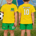 Gift For Kids, Summer, Football (Soccer), Proud, Summer Soccer Games, Icon, Custom Text - Summer Soccer Games Supportive Country Flags - Personalized Kids Clothing Set