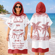 Gift For Bestie, Playful, Beach, Summer, Icon - Summer Time Girls Besties Friends Trip - Personalized Hooded Poncho Towel
