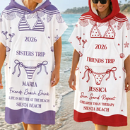 Gift For Bestie, Playful, Beach, Summer, Icon - Summer Time Girls Besties Friends Trip - Personalized Hooded Poncho Towel
