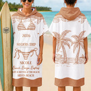Gift For Bestie, Playful, Beach, Summer, Icon - Summer Time Girls Besties Friends Trip - Personalized Hooded Poncho Towel