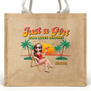 Beach, Summer, Gift For Yourself, Happy - Summer Time Just A Girl Who Loves Beach - Personalized Jute Beach Bag