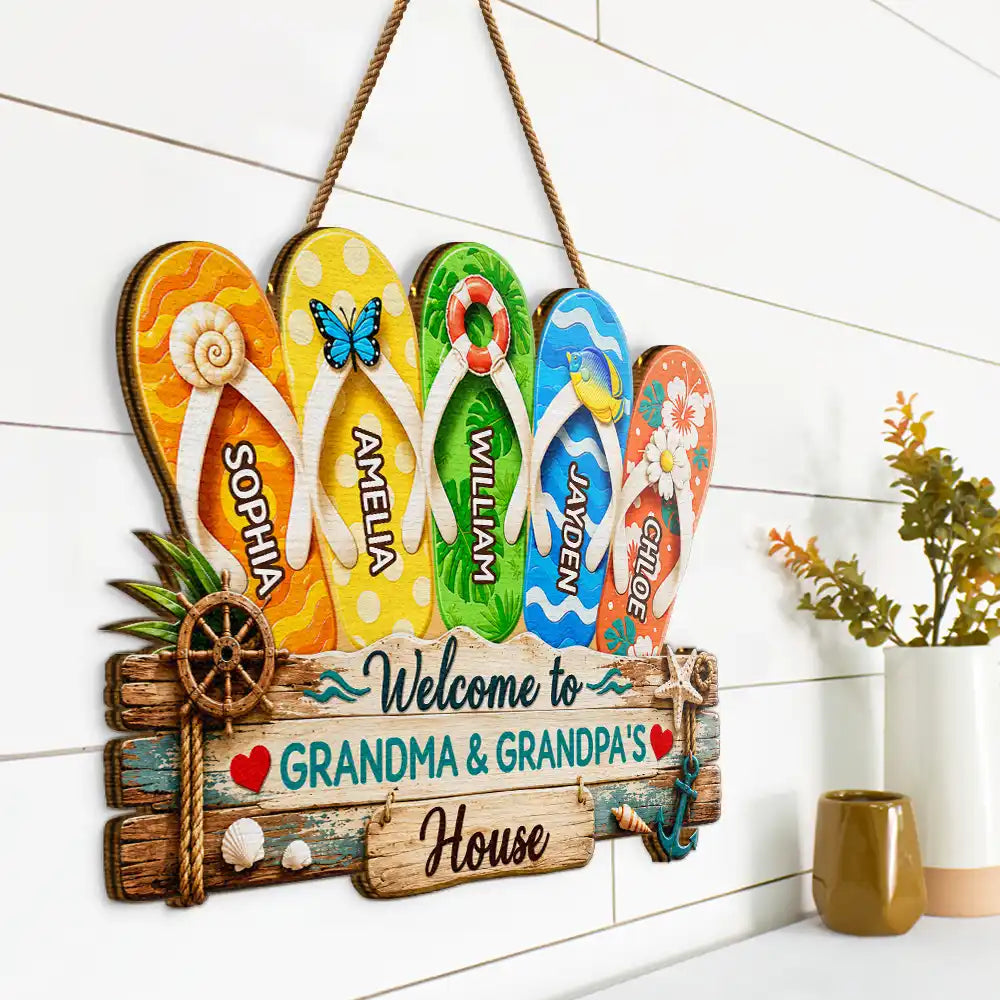 Summer, Family, Adorable, Icon - Summer Vibe Welcome To Our Family - Personalized Custom Shaped Wood Sign