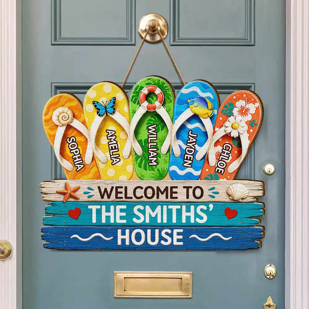 Summer, Family, Adorable, Icon - Summer Vibe Welcome To Our Family - Personalized Custom Shaped Wood Sign