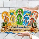 Summer, Family, Adorable, Icon - Summer Vibe Welcome To Our Family - Personalized Custom Shaped Wood Sign