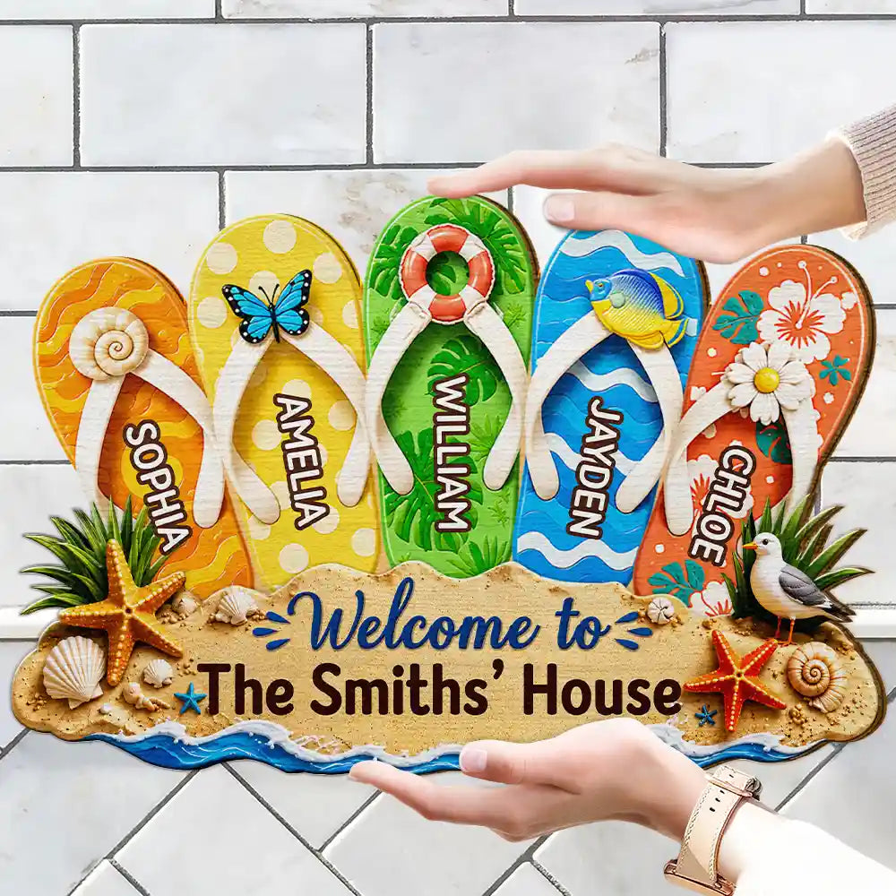 Summer, Family, Adorable, Icon - Summer Vibe Welcome To Our Family - Personalized Custom Shaped Wood Sign