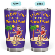 Travel,Summer,Beach,Gift For Bestie,Gift For Sibling,Gift For Yourself - Sun Sand And A Drink In My Hand Vacation - Personalized Tumbler