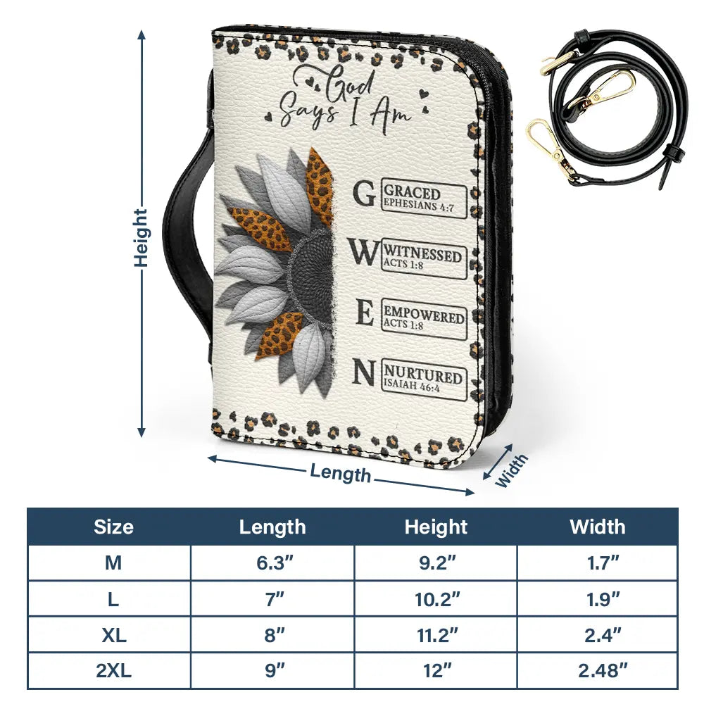 Christian, Christmas, Gift For Yourself, Gift For Grandma - Sunflower Bible Verse God Says I Am - Personalized Bible Cover