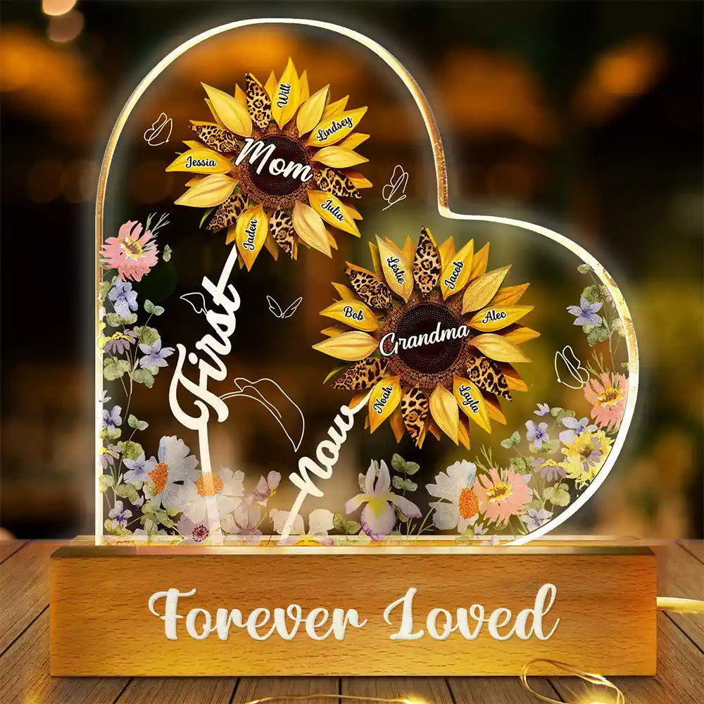 Sunflower First Mom Now Grandma - Personalized Custom Shaped LED Light