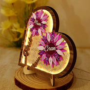 Gift For Mother,Gift For Grandma,Love - Sunflower First Mom Now Grandma - Personalized LED Light Wooden Plaque
