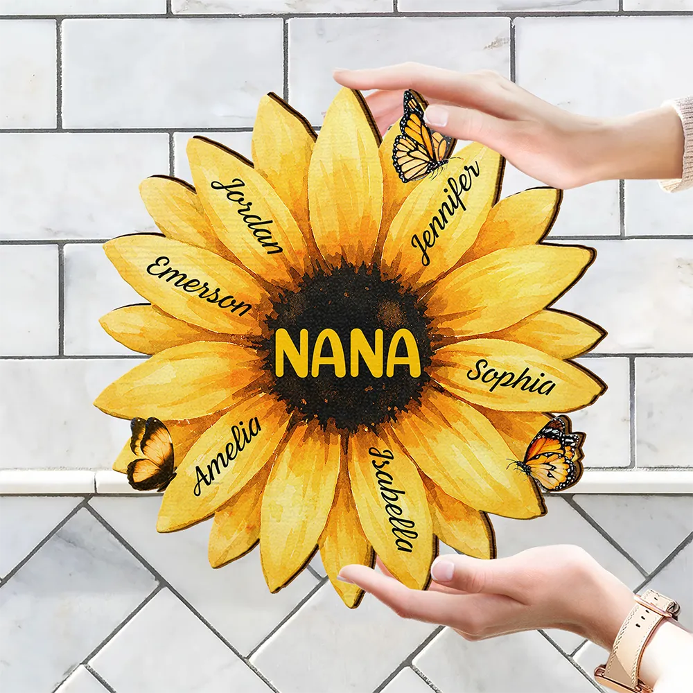 Gift For Mother,Gift For Grandma,Happy - Sunflower Mom Grandma Sign - Personalized Custom Shaped Wood Sign