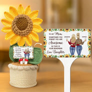 Mom - Daughters (Adult), Gift For Mother, Gift For Daughter, Love - Sunflower Sometimes You Forget You Are Awesome - Personalized Crochet Plant Pot