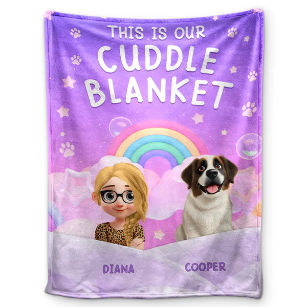 Pet Lovers,Happy - Sweet Dream This Is Our Cuddle 3D Girl And Dog Cat - Personalized Fleece Blanket, Sherpa Blanket