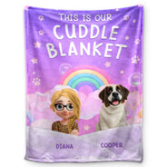 Pet Lovers,Happy - Sweet Dream This Is Our Cuddle 3D Girl And Dog Cat - Personalized Fleece Blanket, Sherpa Blanket
