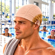 Christmas,Gift For Couples,Gift For Him,Gift For Husband,Humorous,Swimming,Vector - Swimmer, Birthday Gag Gift For Husband, Boyfriend, Him - Personalized Realistic Funny Bald Head Swim Cap