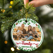 Custom Photo Brothers Sisters Besties - Christmas Gift For Family And Friends - Personalized Custom Circle Ceramic Ornament