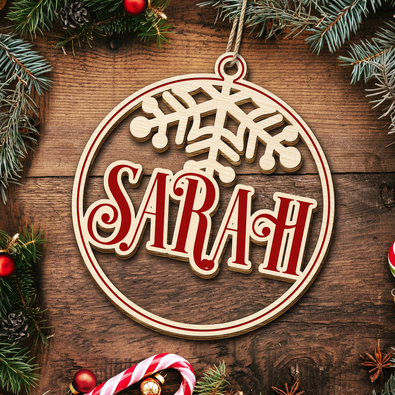 Christmas Bauble Family Members And Friends Custom Name - Xmas Gift For Parents, Grandparents, Besties - Personalized Wooden Cutout Ornament