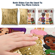 My Grandkids - Birthday, Loving Gift For Dad, Mom, Papa, Nana, Grandpa, Grandma - Personalized Sequin Pillow, Mermaid Sequin Cushion Magic Reversible Throw Pillow