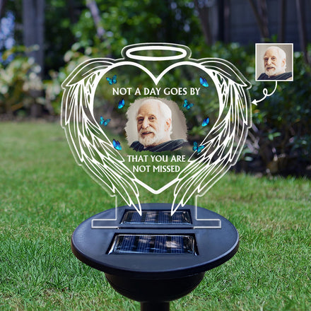 Custom Photo Not A Day Goes By That You Are Not Missed - Memorial Gift For Family, Friends, Siblings - Personalized Solar Light