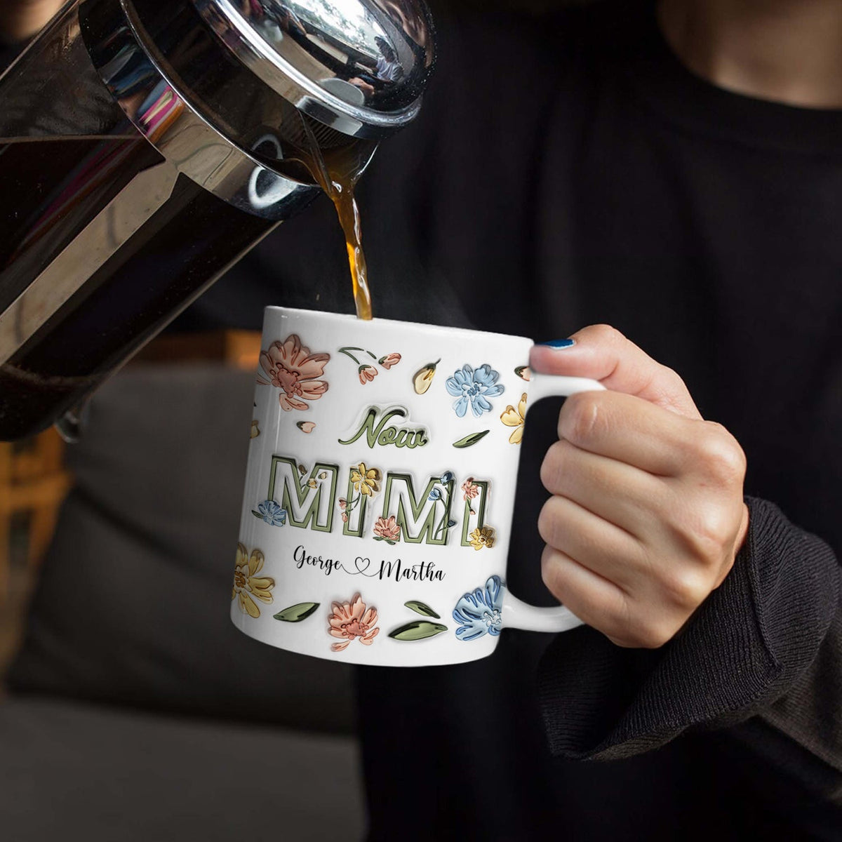 First Mom Now Nana - Gift For Mommy, Grandma - 3D Inflated Effect Printed Mug, Personalized White Edge-to-Edge Mug