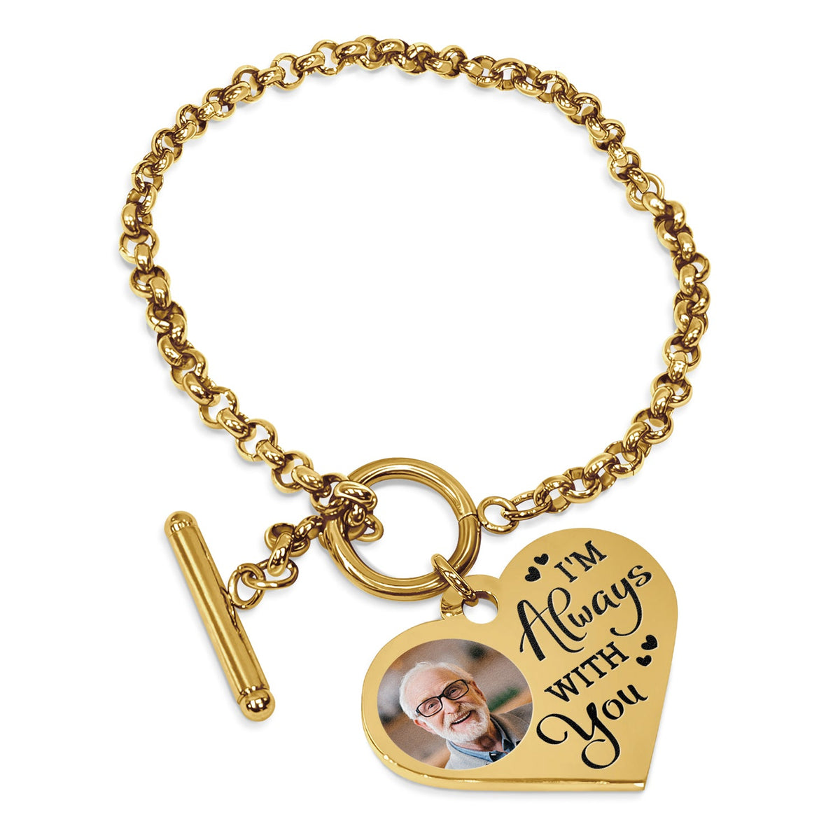 Custom Photo I'm Always With You - Memorial Gift For Family, Siblings, Friends, Dog Lovers, Cat Lovers - Personalized Heart Bracelet