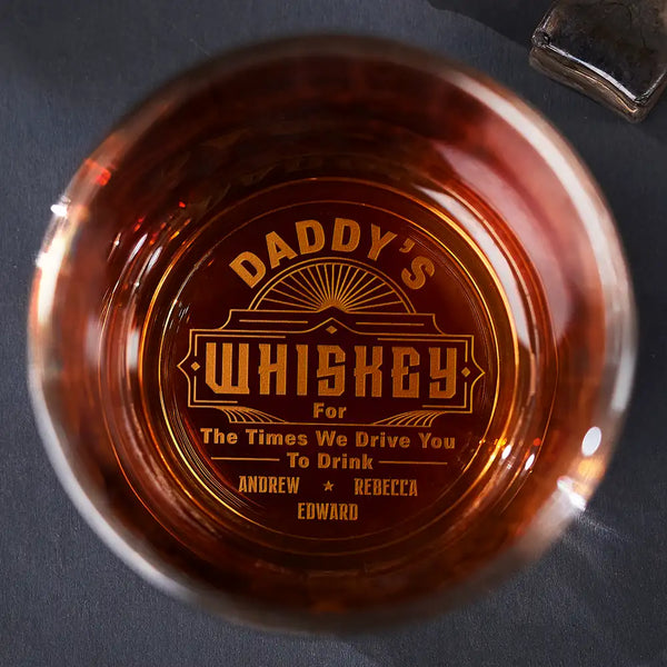 Dad For The Times We Drive You To Drink - Personalized Engraved Whiskey Glass