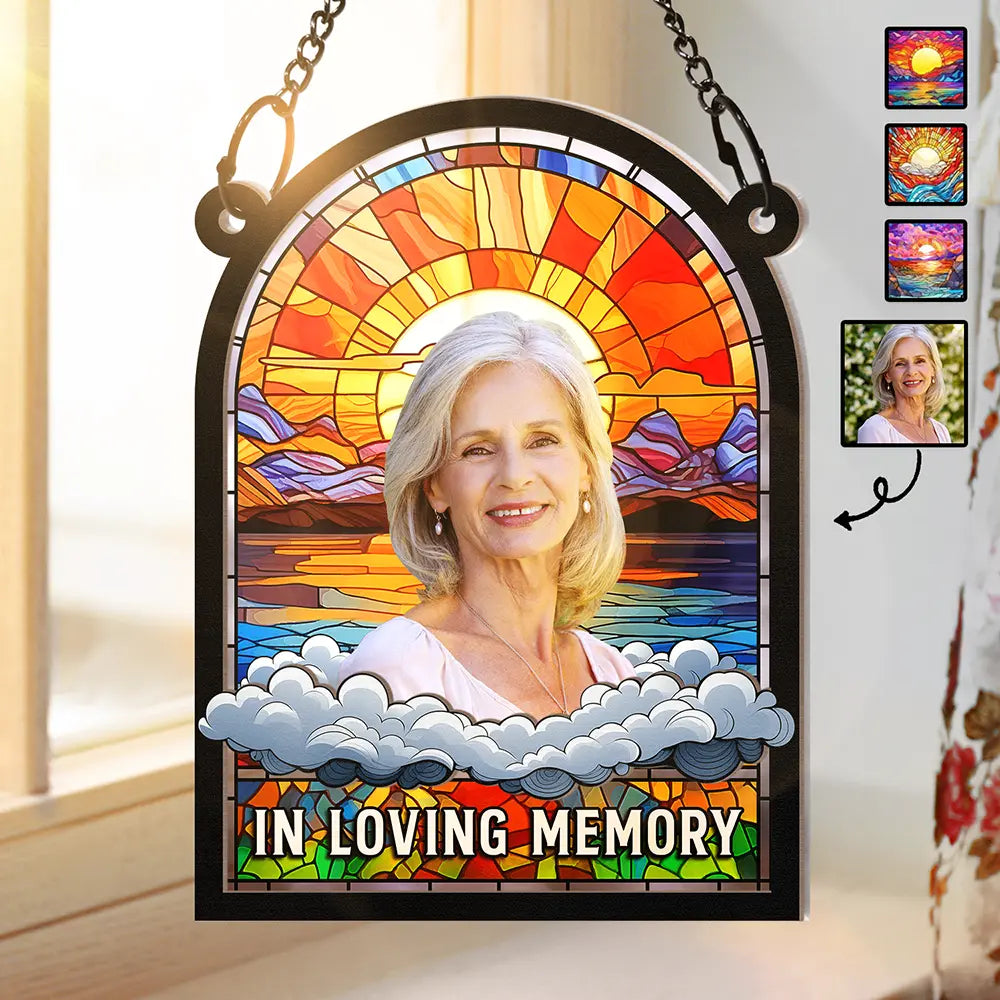Custom Photo In Loving Memory Family Memorial Mom Grandma - Personalized Window Hanging Suncatcher Ornament