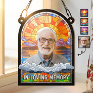 Custom Photo In Loving Memory Family Memorial Dad Grandpa - Personalized Window Hanging Suncatcher Ornament