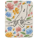 Hand In Hand, I Will Always Protect You - Faux Embroidered Effect Printed Fabric, Personalized Fleece Blanket, Sherpa Blanket
