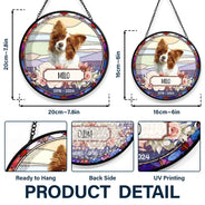 Custom Photo In Loving Memory Dog Cat - Personalized Stained Glass Window Hanging Suncatcher