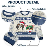 Pet Lovers, Gift For Kids - Protected By Dogs And Cats Funny Pet - Personalized Unisex Ugly Sweater
