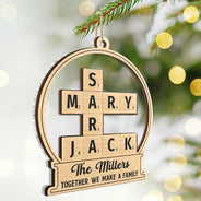 Family - Together We Make A Family Crossword Scrabble - Personalized 2-Layered Mix Ornament