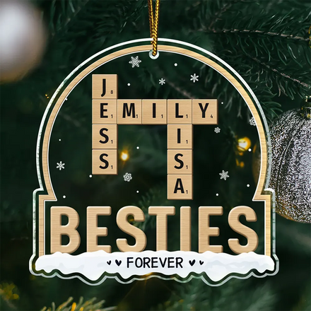 Bestie Forever Custom Name Crossword Scrabble - Personalized Custom Shaped Acrylic Ornament