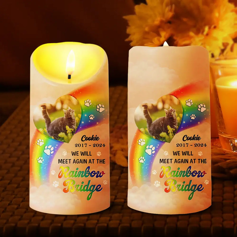 Memorial, Pet Lovers, Dog Lovers, Cat Lovers - Custom Photo A Piece Of My Heart Miss You Memorial - Personalized Flameless LED Candle
