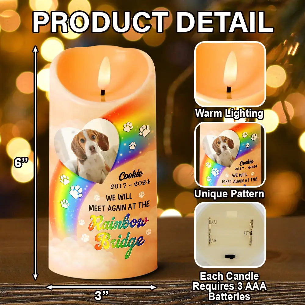 Memorial, Pet Lovers, Dog Lovers, Cat Lovers - Custom Photo A Piece Of My Heart Miss You Memorial - Personalized Flameless LED Candle
