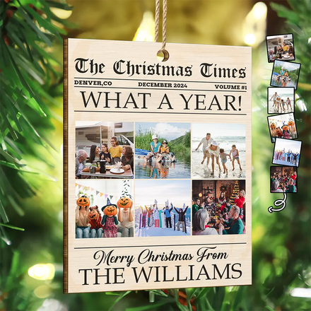 Custom Photo The Christmas Times What A Year For Family And Friends - Personalized Custom Shaped Wooden Ornament