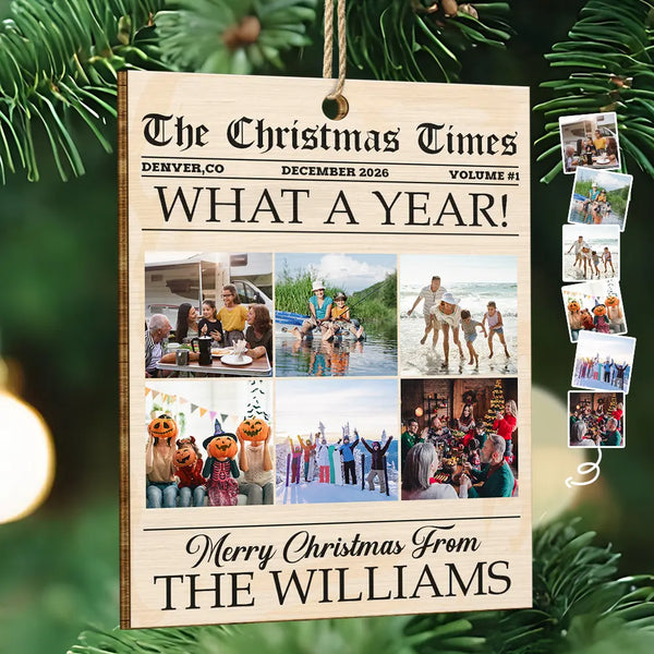 Custom Photo The Christmas Times What A Year For Family And Friends - Personalized Custom Shaped Wooden Ornament