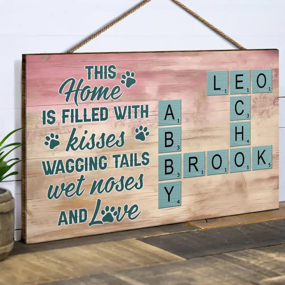 Pet Lovers,Love - Crossword A House Is Not A Home Without Pawprints Scrabble - Personalized Wood Rectangle Sign