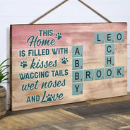 Pet Lovers,Love - Crossword A House Is Not A Home Without Pawprints Scrabble - Personalized Wood Rectangle Sign