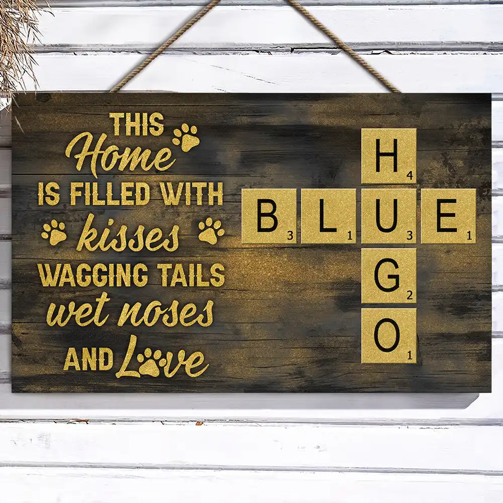 Pet Lovers,Love - Crossword A House Is Not A Home Without Pawprints Scrabble - Personalized Wood Rectangle Sign