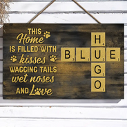 Pet Lovers,Love - Crossword A House Is Not A Home Without Pawprints Scrabble - Personalized Wood Rectangle Sign