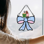 Mom - Daughters (Adult),Love - Mother Daughter Linked For A Lifetime - Personalized Window Hanging Suncatcher Ornament