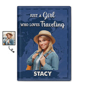 Travel,Gift For Yourself,Gift For Women,Gift For Men - Custom Photo Cartoon Portrait Just A Girl Who Loves Traveling - Personalized Passport Cover, Passport Holder
