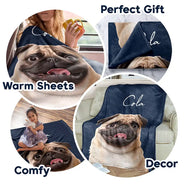 Dog Lovers, Cat Lovers, Pet Lovers - Custom Photo Cartoon Portrait Dog Cat - Personalized Fleece Blanket, Sherpa Blanket
