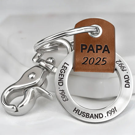 Legend Husband Dad Papa I Just Get Better - Personalized Leather Coordinates Keychain