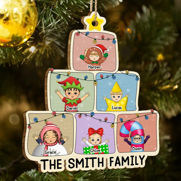 Christmas,Family,Happy,Parents,Gift For Grandparents - Christmas Character Cartoon Comic - Personalized Custom Shaped Wooden Ornament
